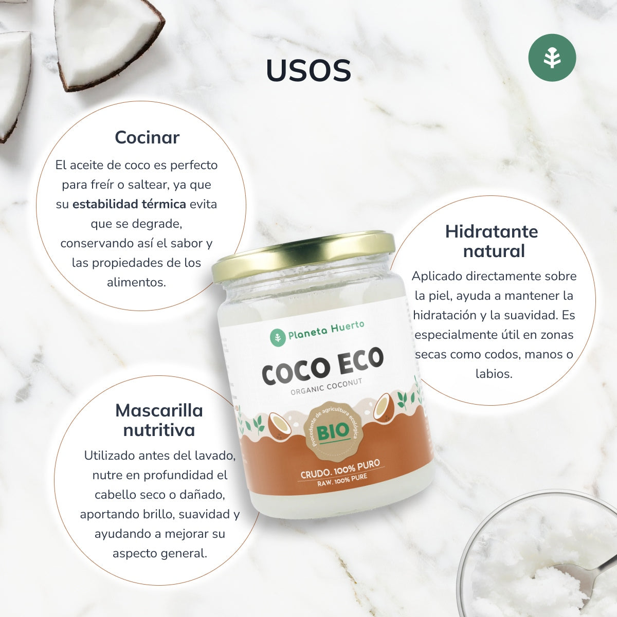 Olej kokosowy z pierwszego tłoczenia ECO Planeta Huerto 500 ml