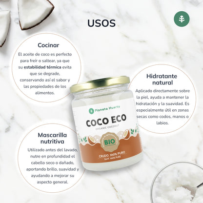 Olej kokosowy z pierwszego tłoczenia ECO Planeta Huerto 500 ml