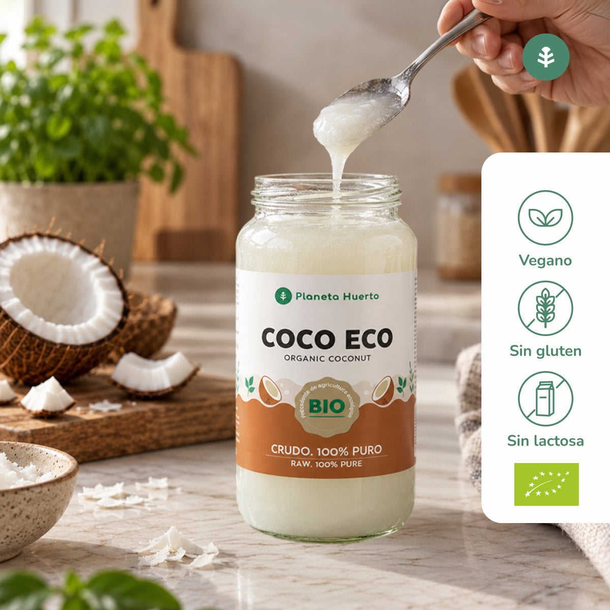 Olej kokosowy z pierwszego tłoczenia ECO Planeta Huerto 1L