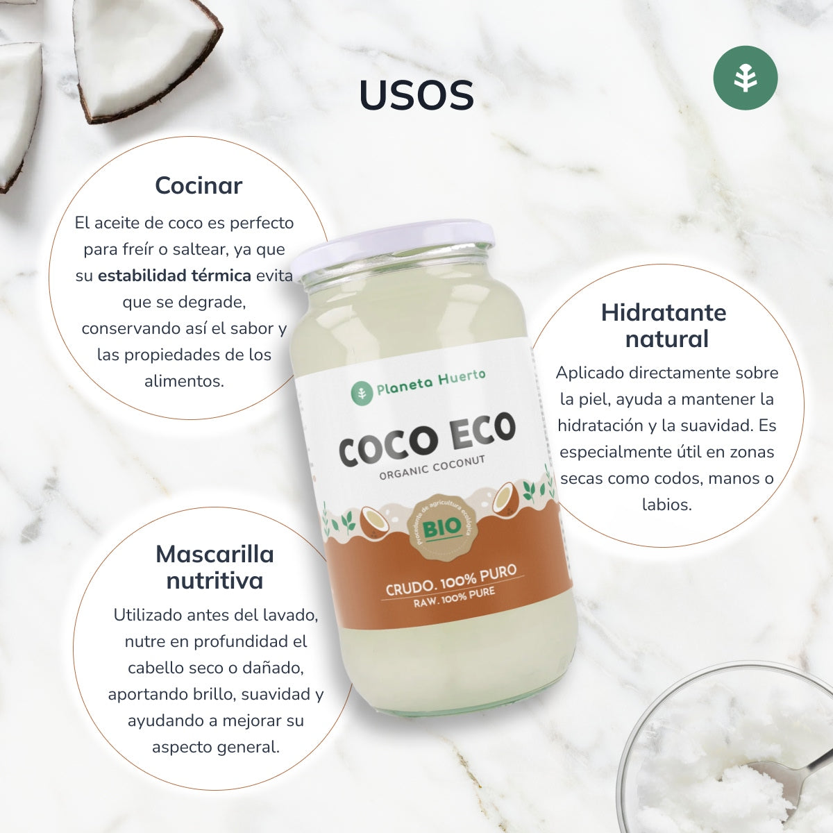 Olej kokosowy z pierwszego tłoczenia ECO Planeta Huerto 1L