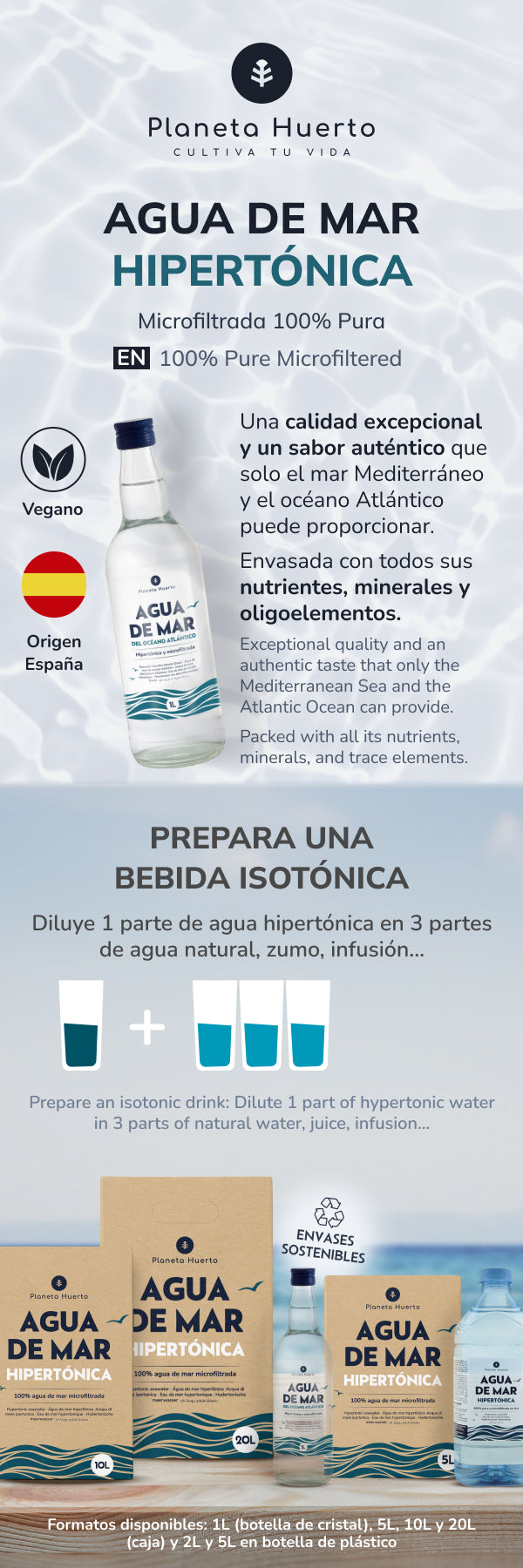 Hipertoniczna woda morska Planeta Huerto 1 l