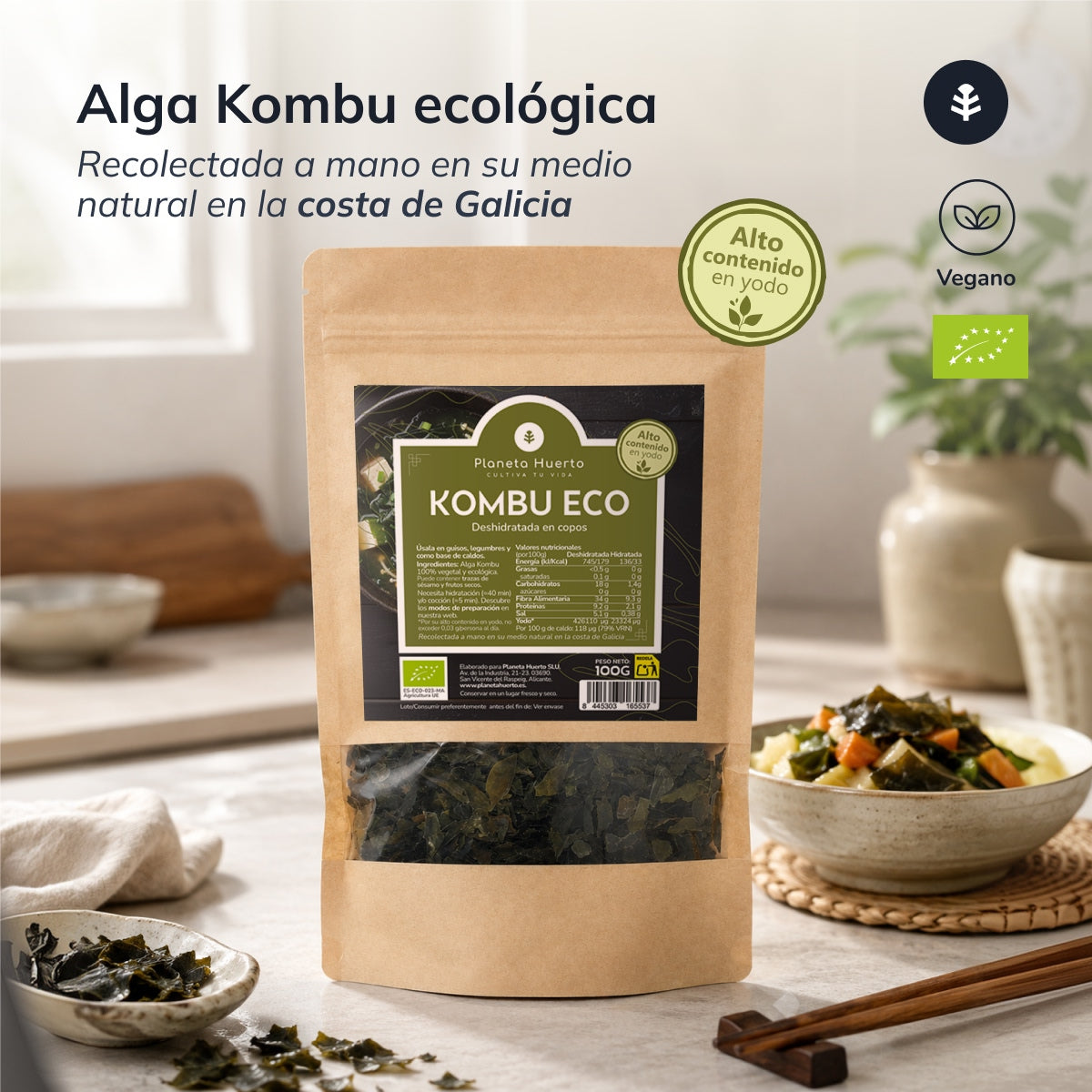 Płatki wodorostów Kombu ECO Planeta Huerto 100 g