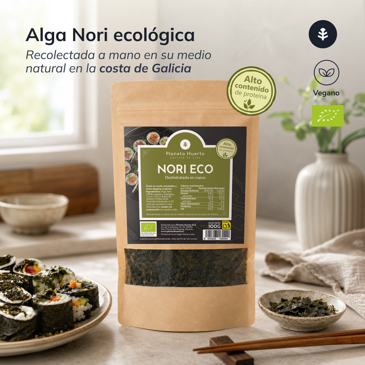 Płatki wodorostów Nori ECO Planeta Huerto 100 g