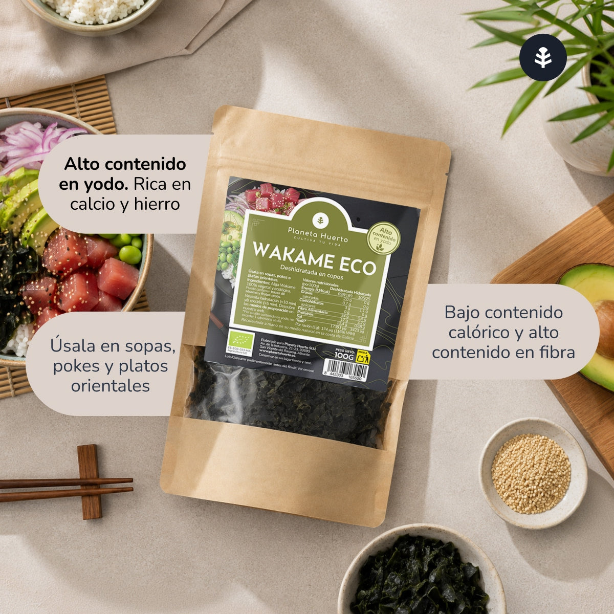 Płatki wodorostów Wakame ECO Planeta Huerto 100 g
