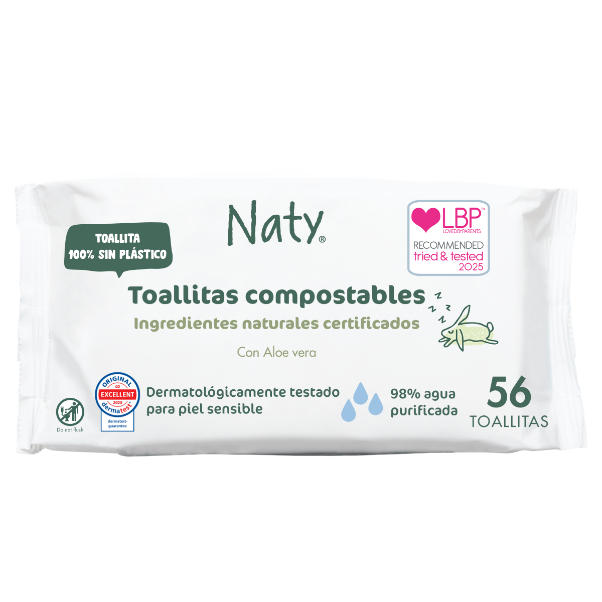 Chusteczki z aloesem Naty 56 szt.