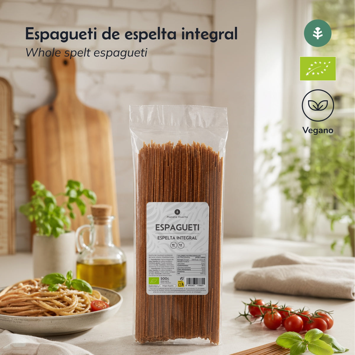 Pełnoziarniste spaghetti orkiszowe ECO Planeta Huerto 500gr
