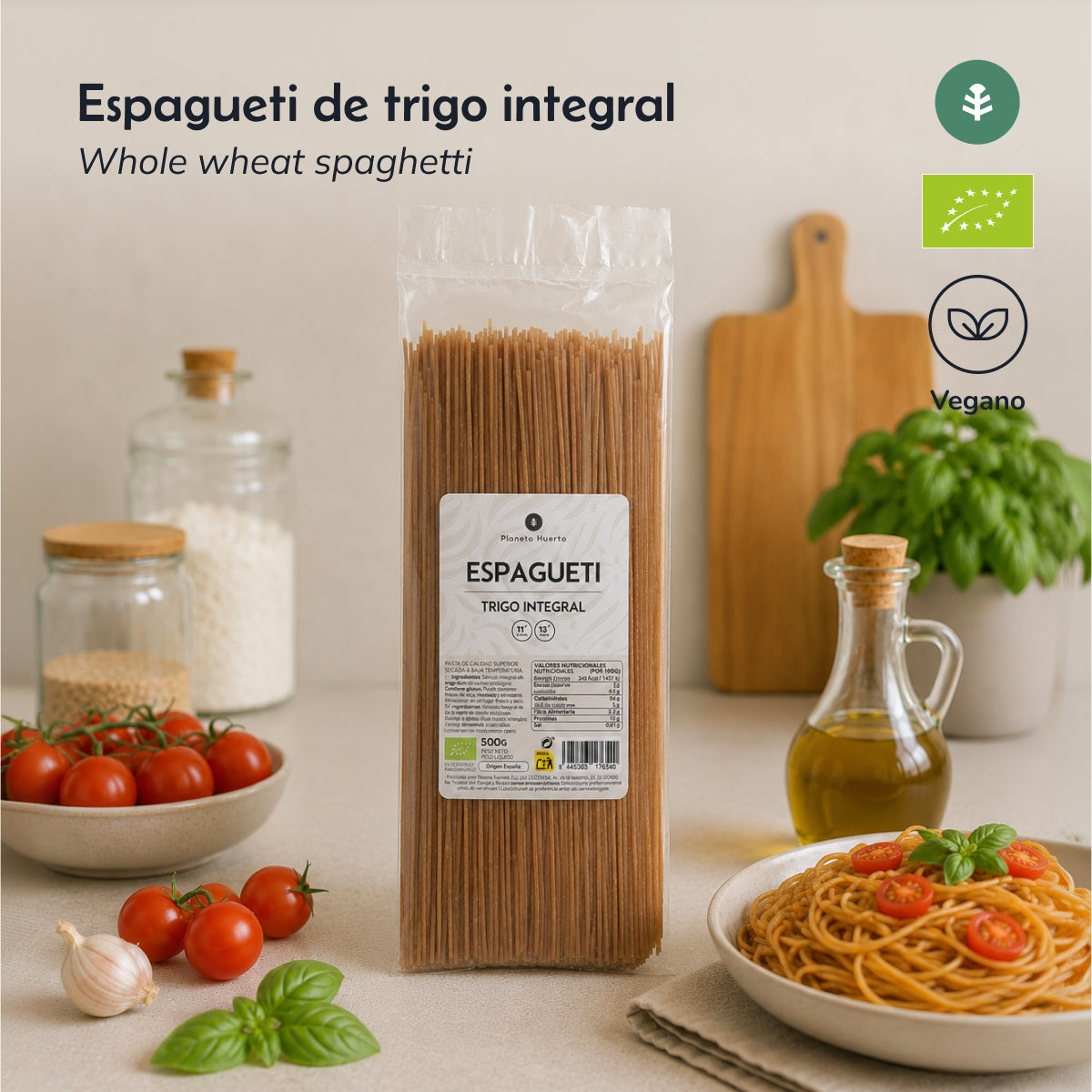 Spaghetti pełnoziarniste ECO Planeta Huerto 500gr