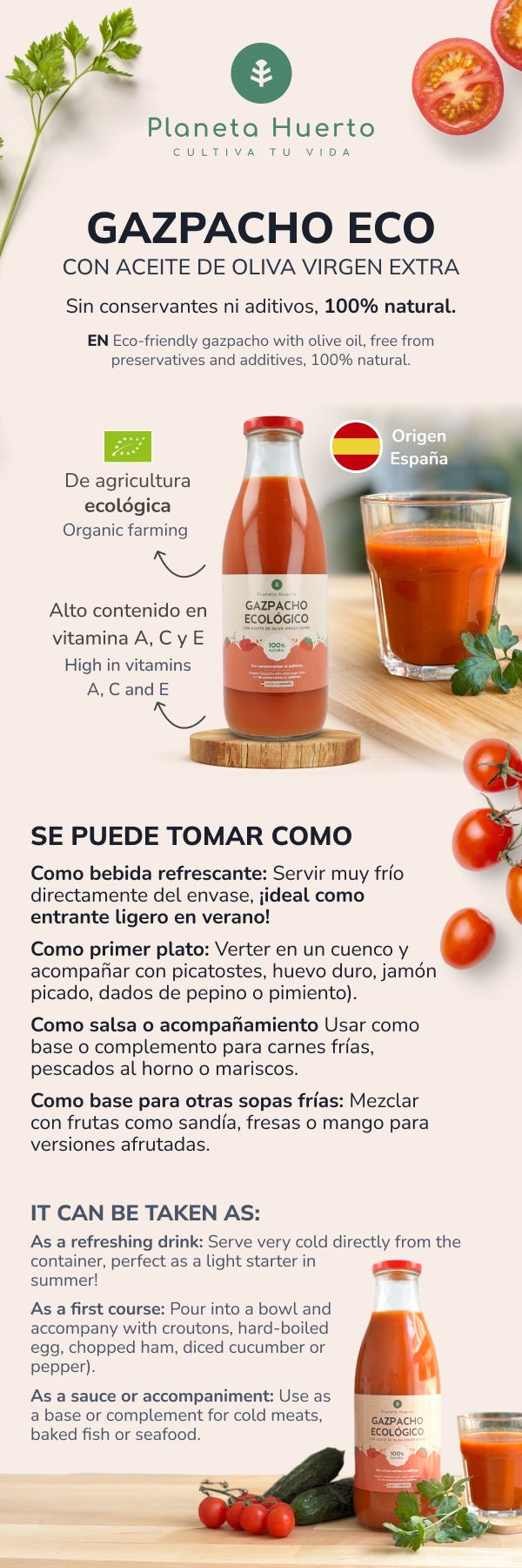 Zestaw 6x tradycyjny gazpacho ECO z oliwą z oliwek extra virgin Planeta Huerto 1 l