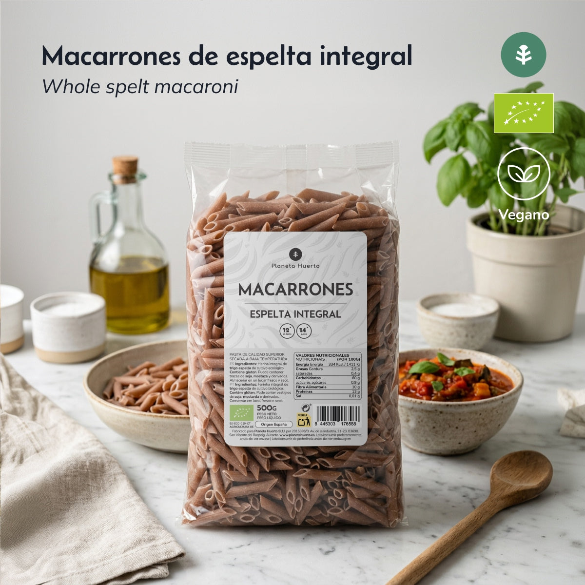 Makaron orkiszowy pełnoziarnisty ECO Planeta Huerto 500gr