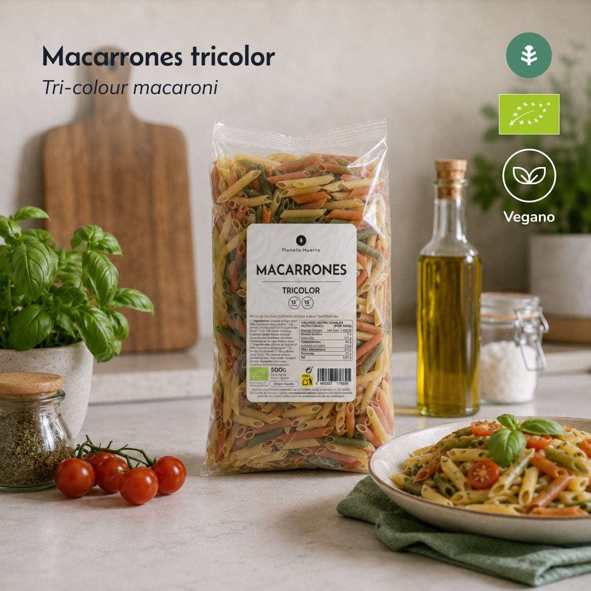 Trójkolorowe Makaroniki ECO Planeta Huerto 500g