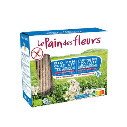 Chrupiące krakersy z pszenicy gryczanej bez soli, bezglutenowe BIO Le Pain de Fleurs  150 g