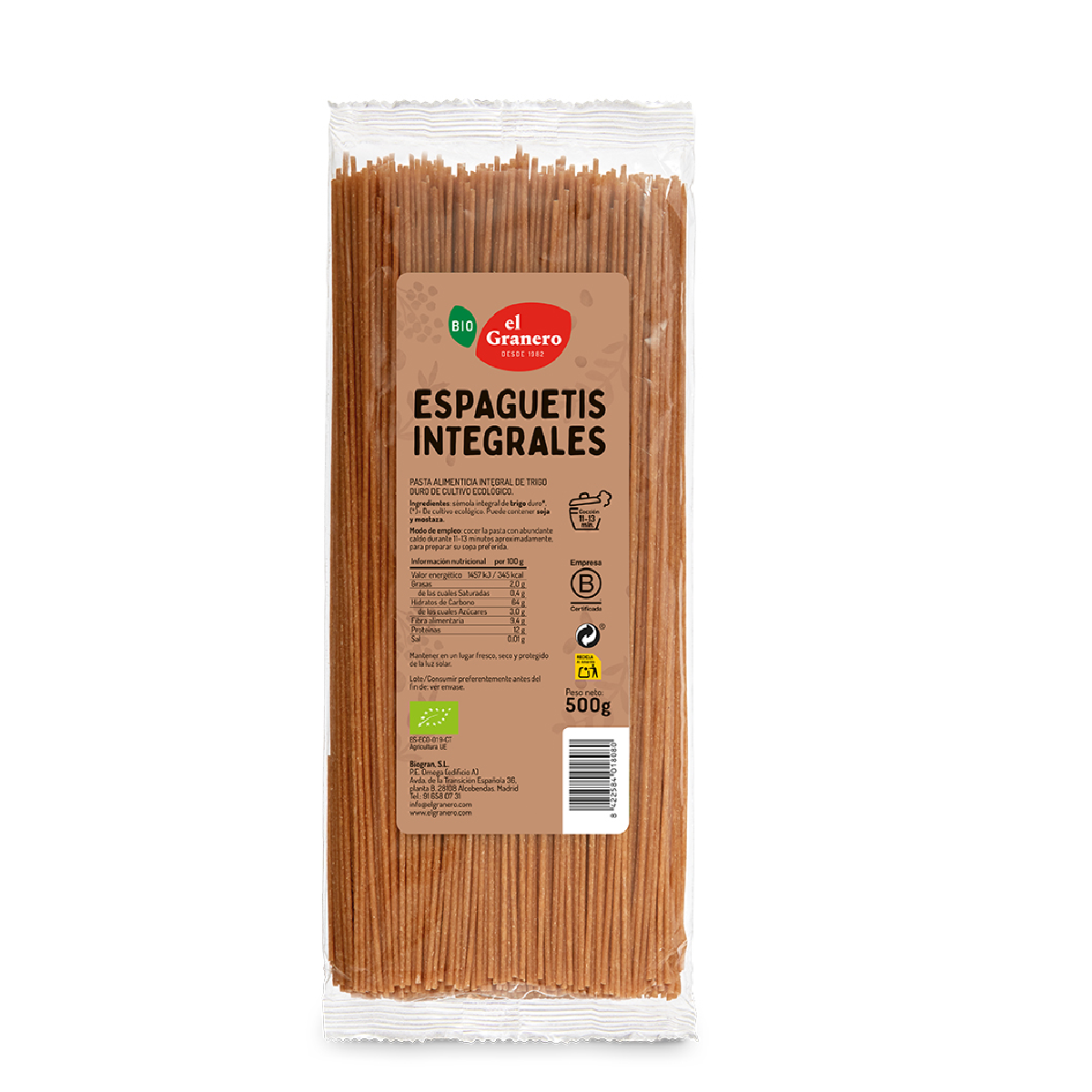 Makaron pełnoziarnisty El Granero 500 g
