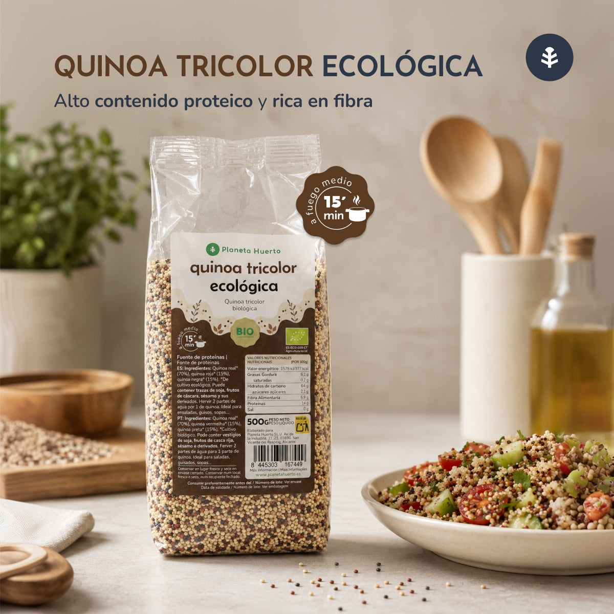 Opakowanie 10x Trójkolorowa komosa ryżowa ECO Planeta Huerto 500 g