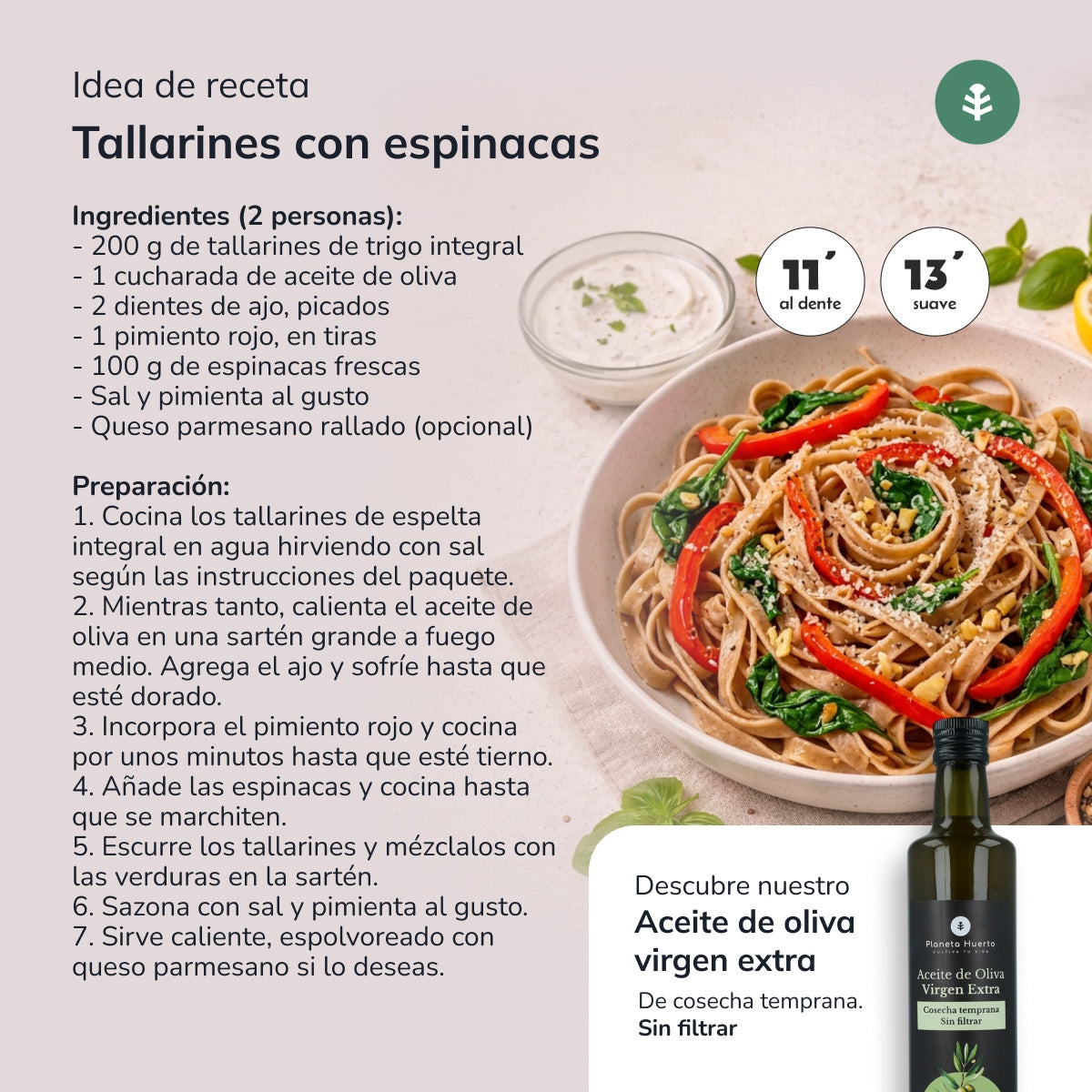 Pełnoziarniste tagliatelle ECO Planeta Huerto 500gr