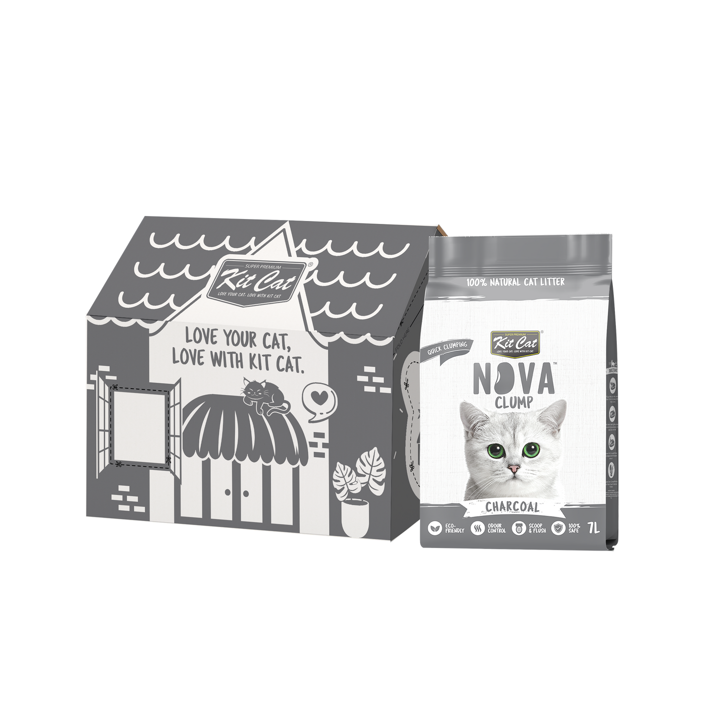 Zestaw Cat Arena Eco SoyaClump - Charcoal 7 l Żwirek dla kotów