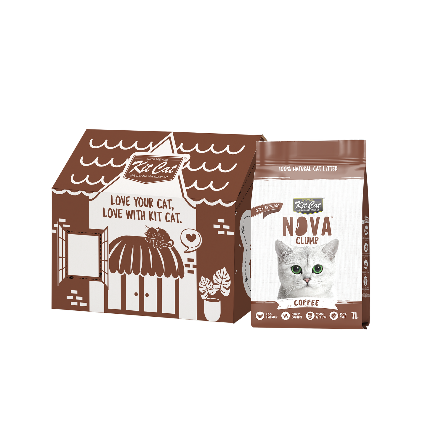 Zestaw Cat Arena Eco SoyaClump - Coffee 7 l Żwirek dla kotów