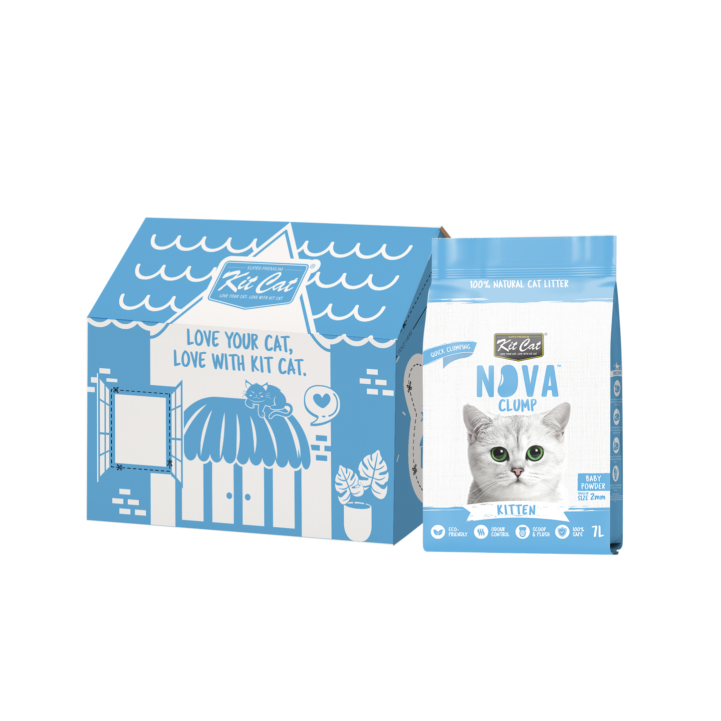 Zestaw Cat Arena Eco SoyaClump - Kitten Baby Powder 7 l Żwirek dla kotów