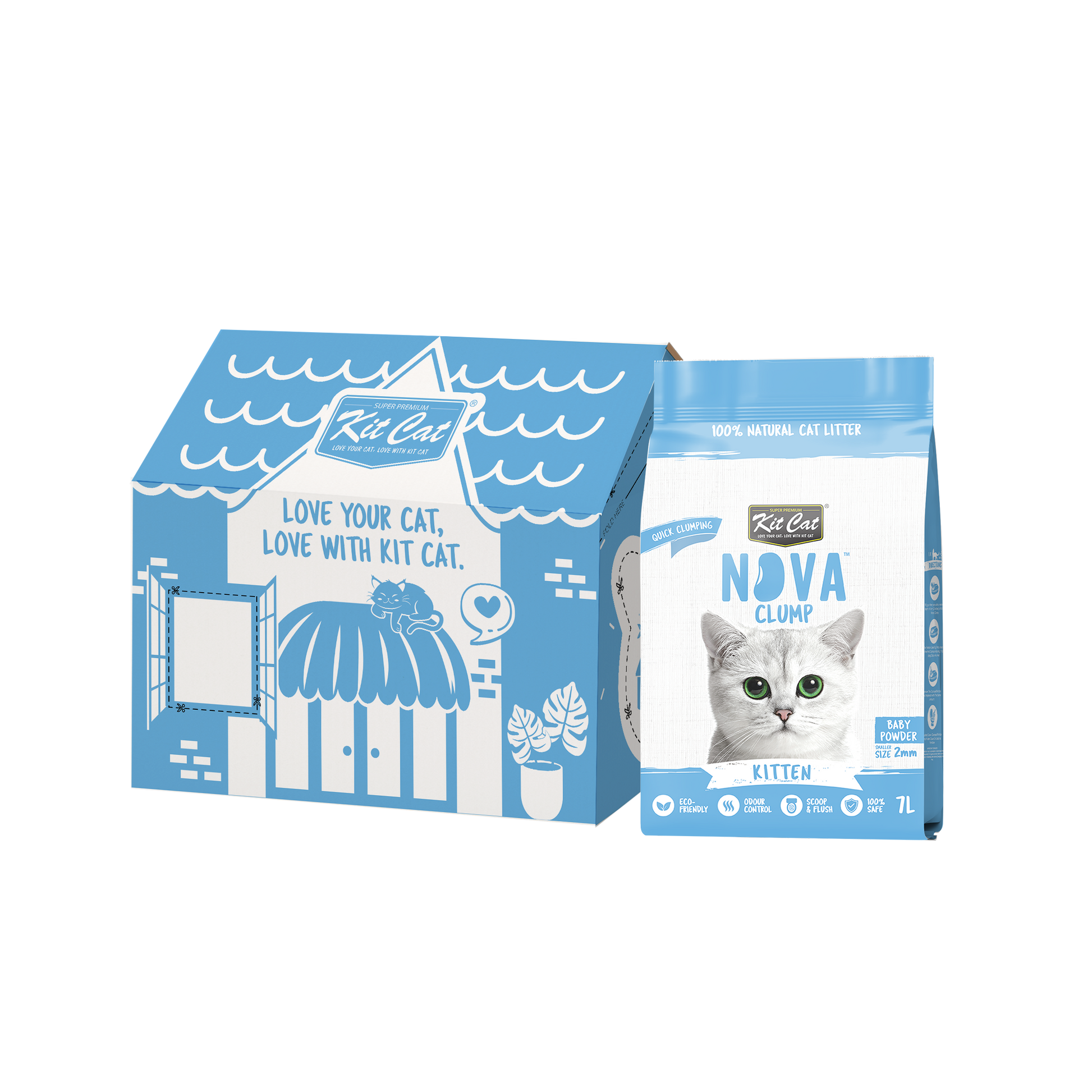 Zestaw Cat Arena Eco SoyaClump - Kitten Baby Powder 7 l Żwirek dla kotów