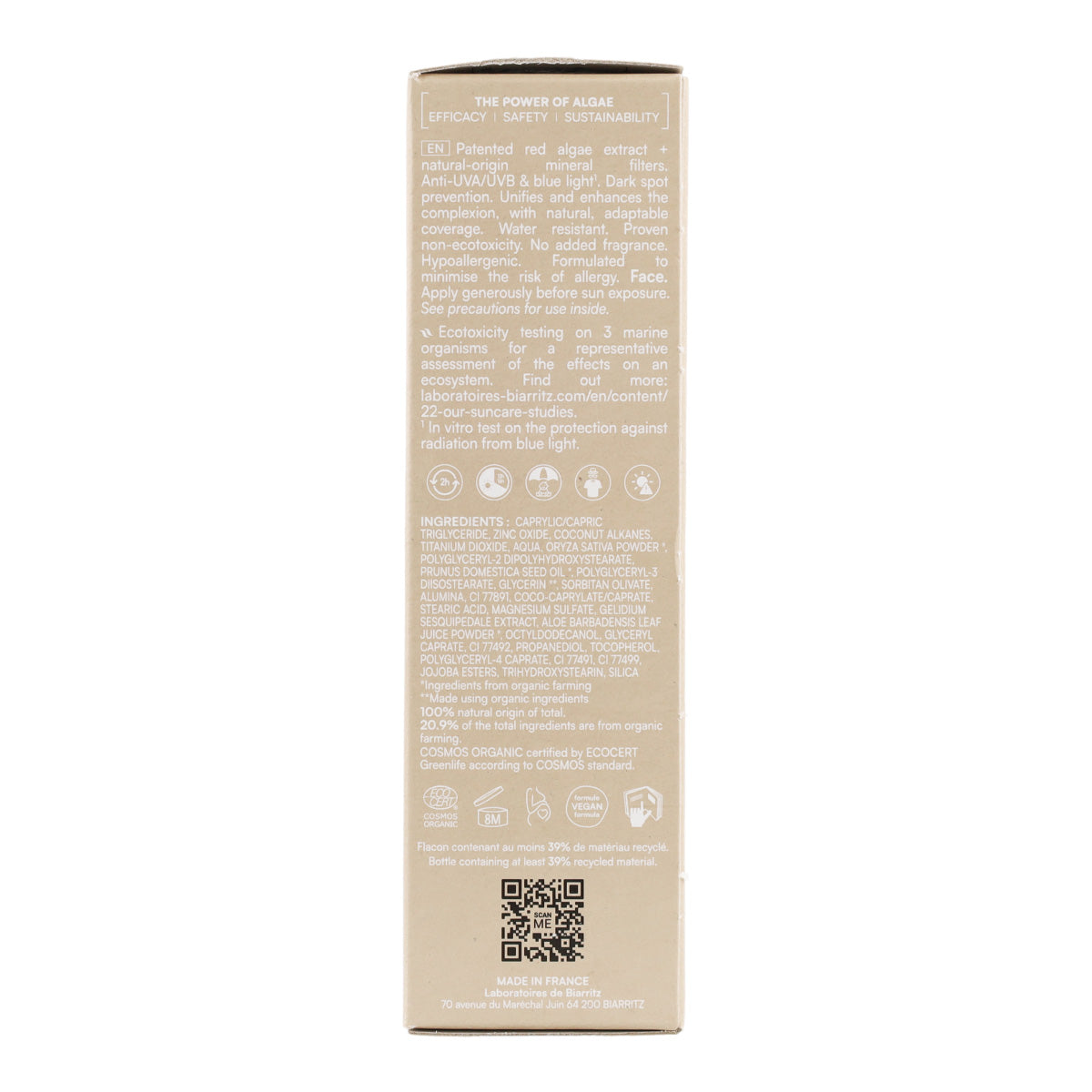 Krem do twarzy w kolorze kości słoniowej SPF 50 Biarritz