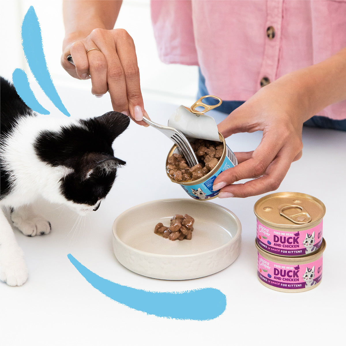 Comida húmeda gatos en salsa Trocitos de Bacalao y Pollo Edgard & Cooper 85 g