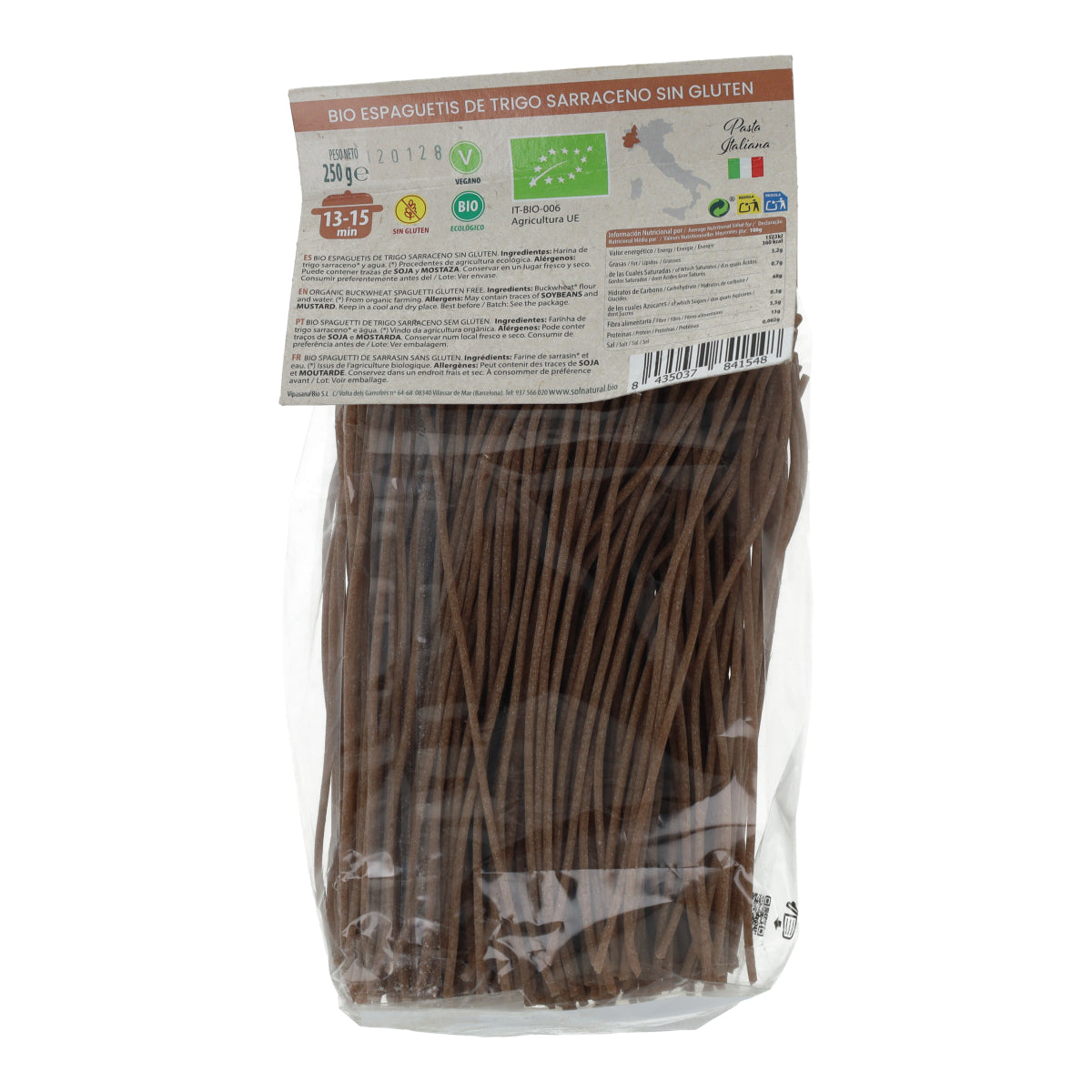 Makaron spaghetti z pszenicy gryczanej bezglutenowy bio Sol Natural 250 g