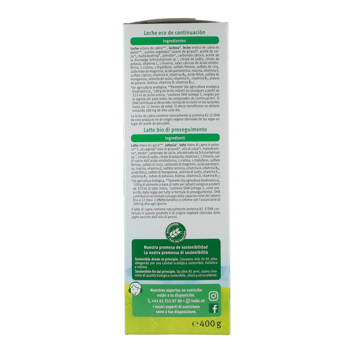 Leche de continuación 3 ECO de Cabra 10+ meses Ecológica Holle 400 g