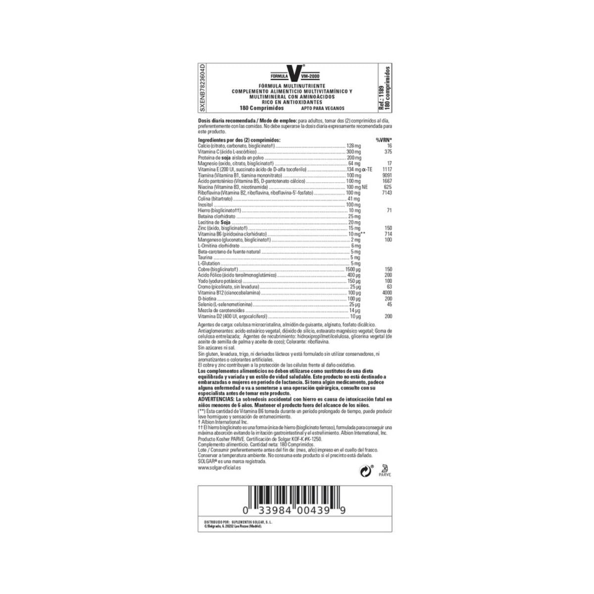 Fórmula VM-2000 60 comprimés