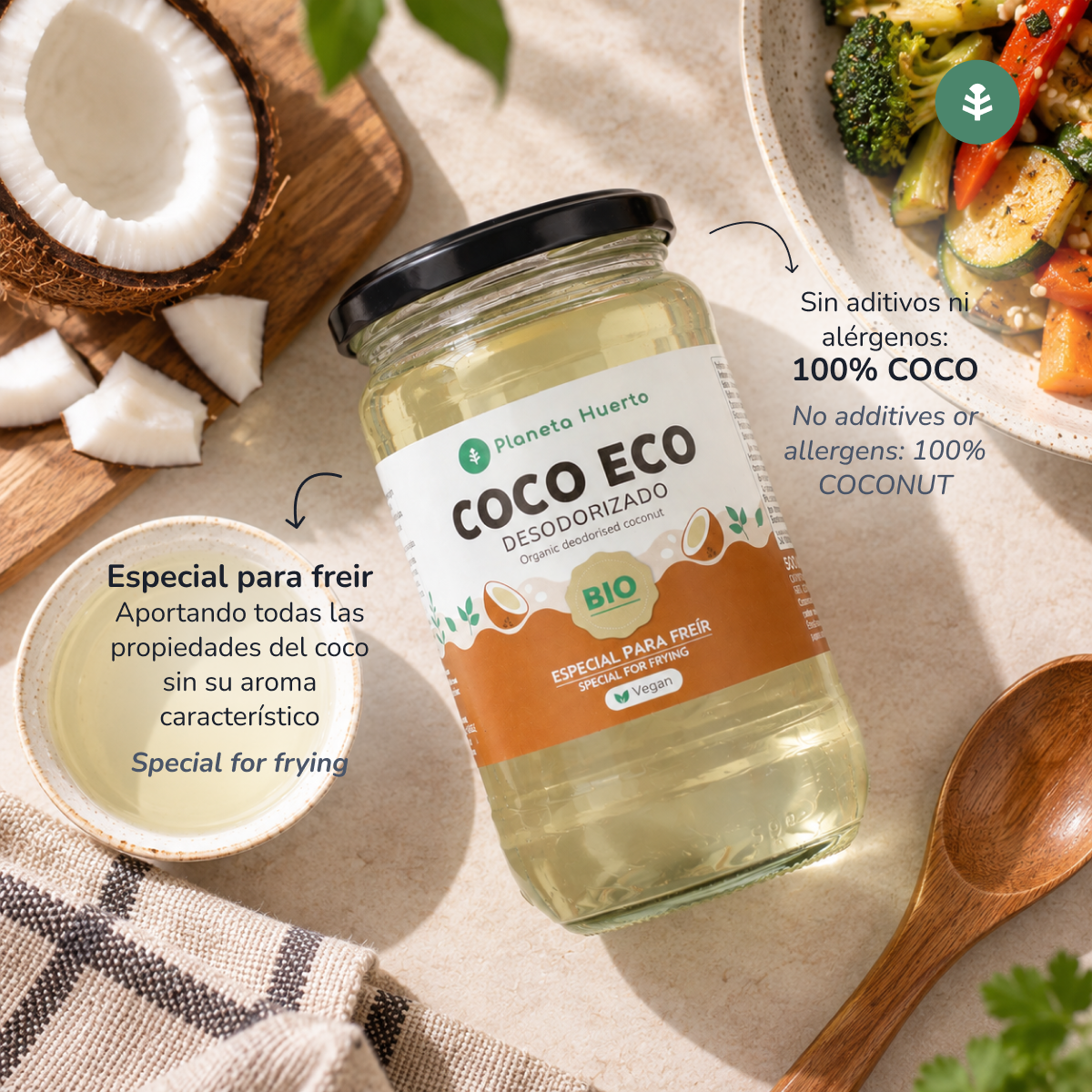 Dezodoryzowany olej kokosowy ECO Planeta Huerto 500 ml