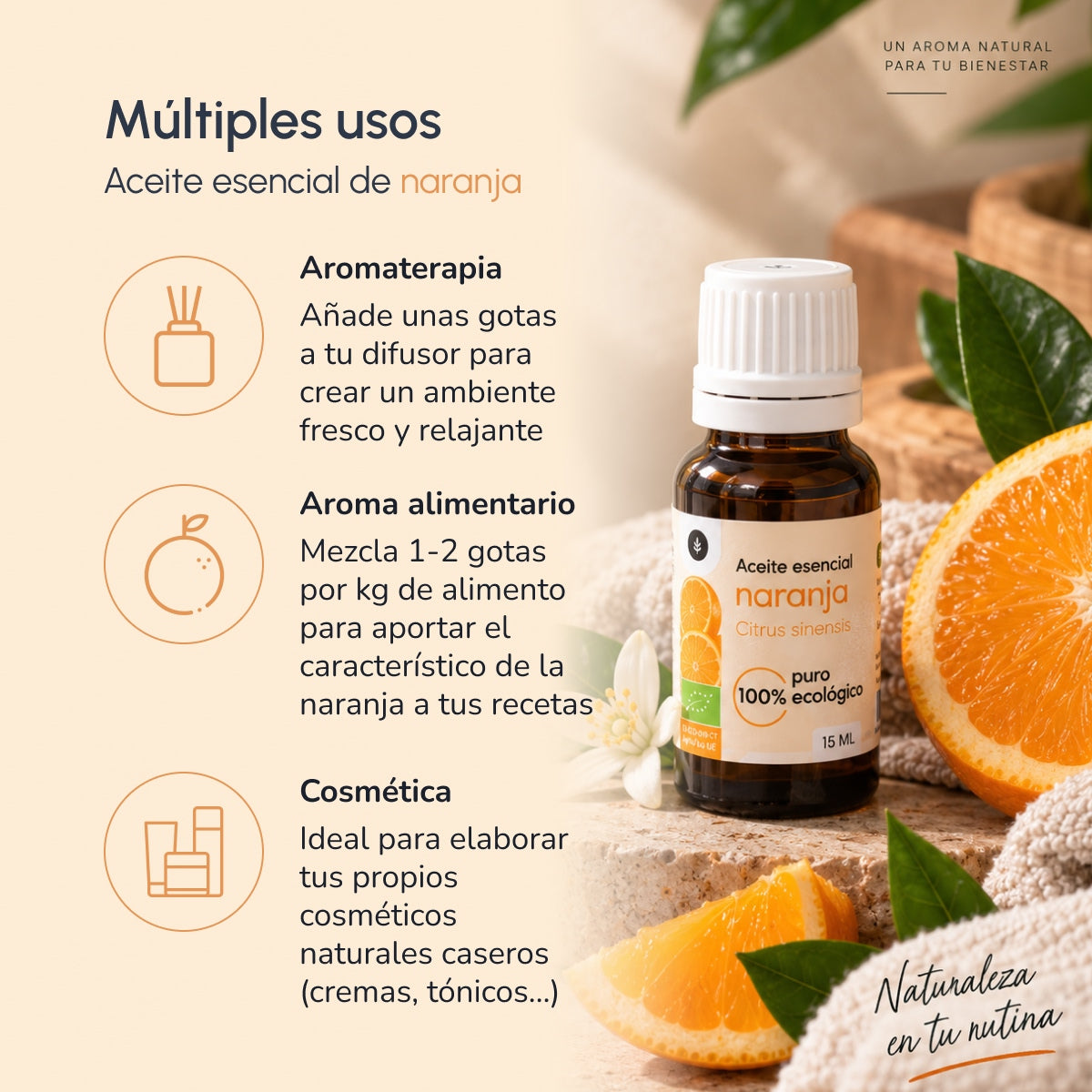 Olejek eteryczny ze słodkiej pomarańczy Bio Planeta Huerto 15 ml