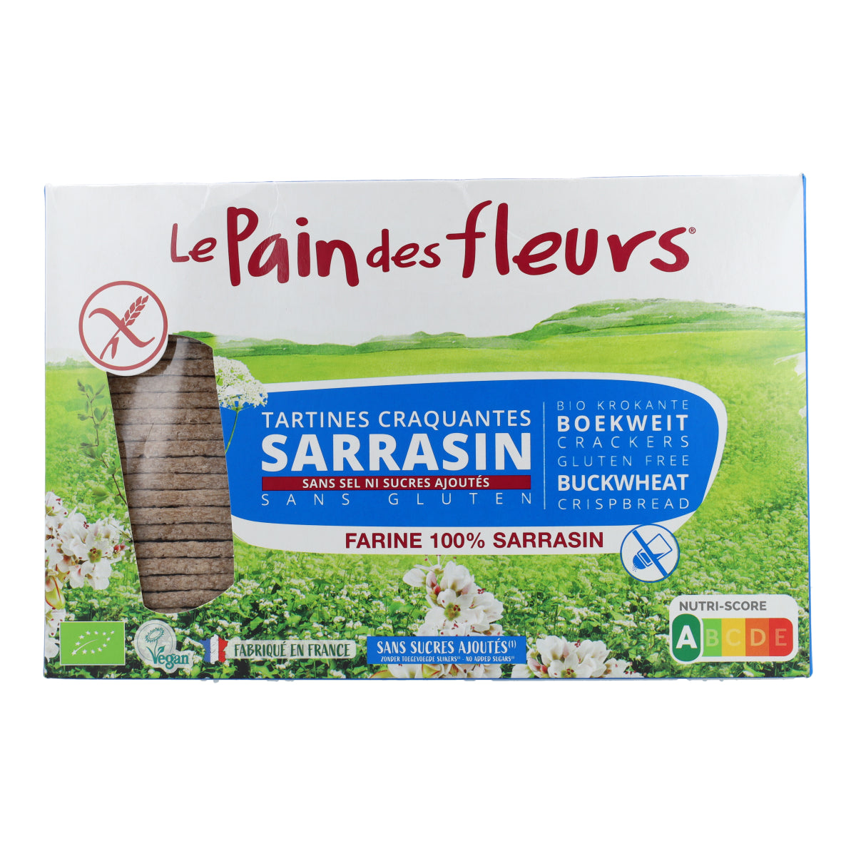 Chrupiące krakersy z pszenicy gryczanej bez soli, bezglutenowe BIO Le Pain de Fleurs 300 g
