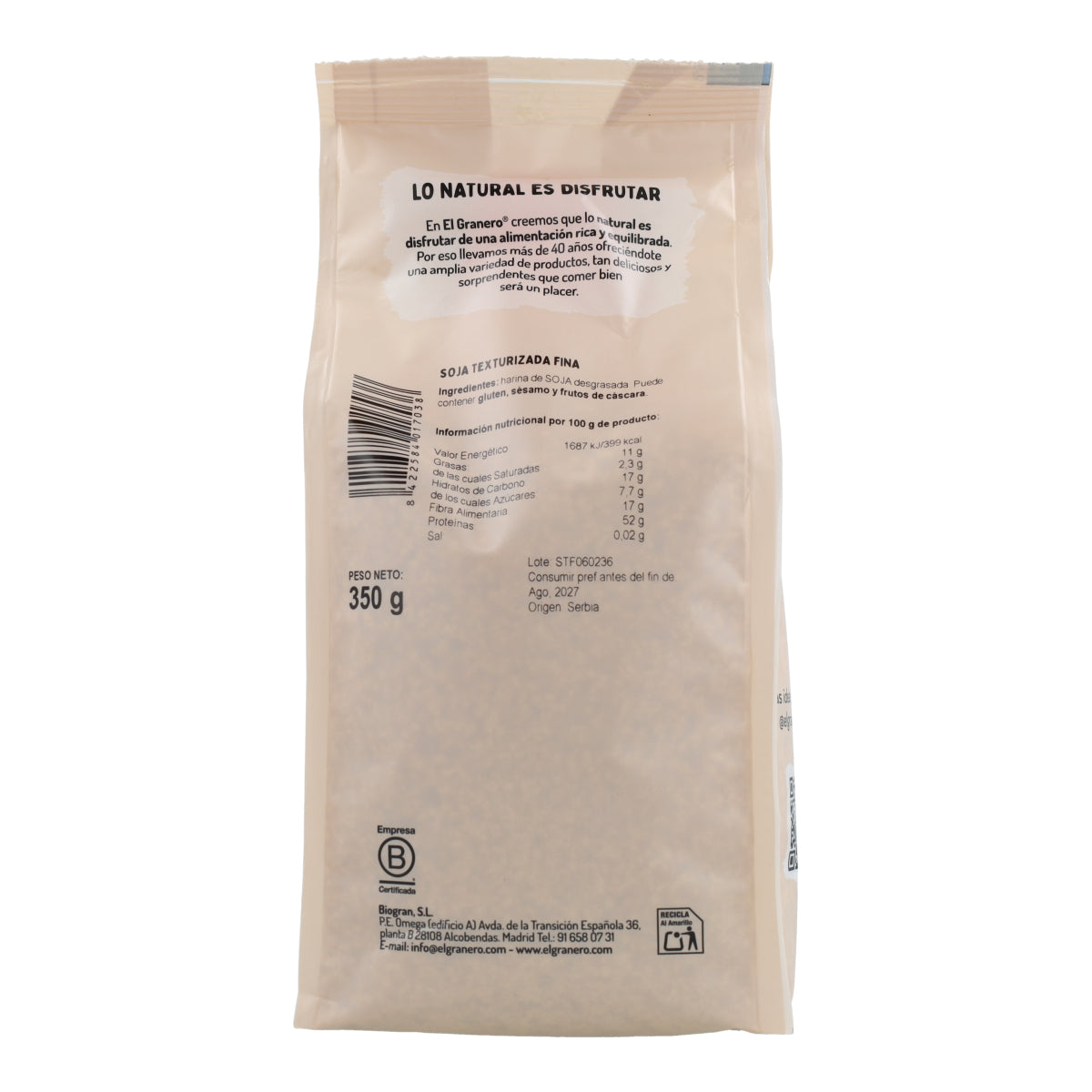 Teksturowana soja drobnoziarnista 350 g El Granero