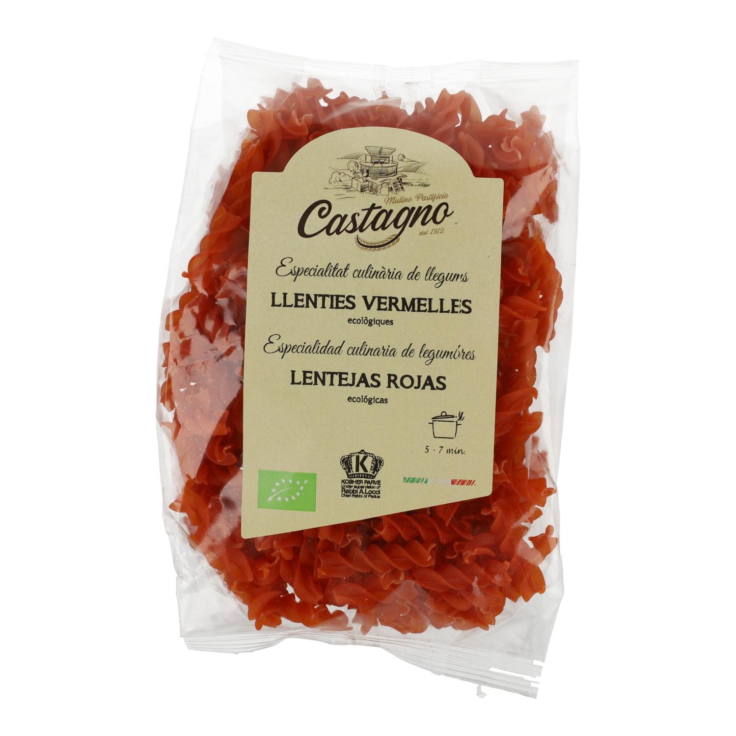 Espirales Lentejas Rojas 100% ECO Castagno 250 g