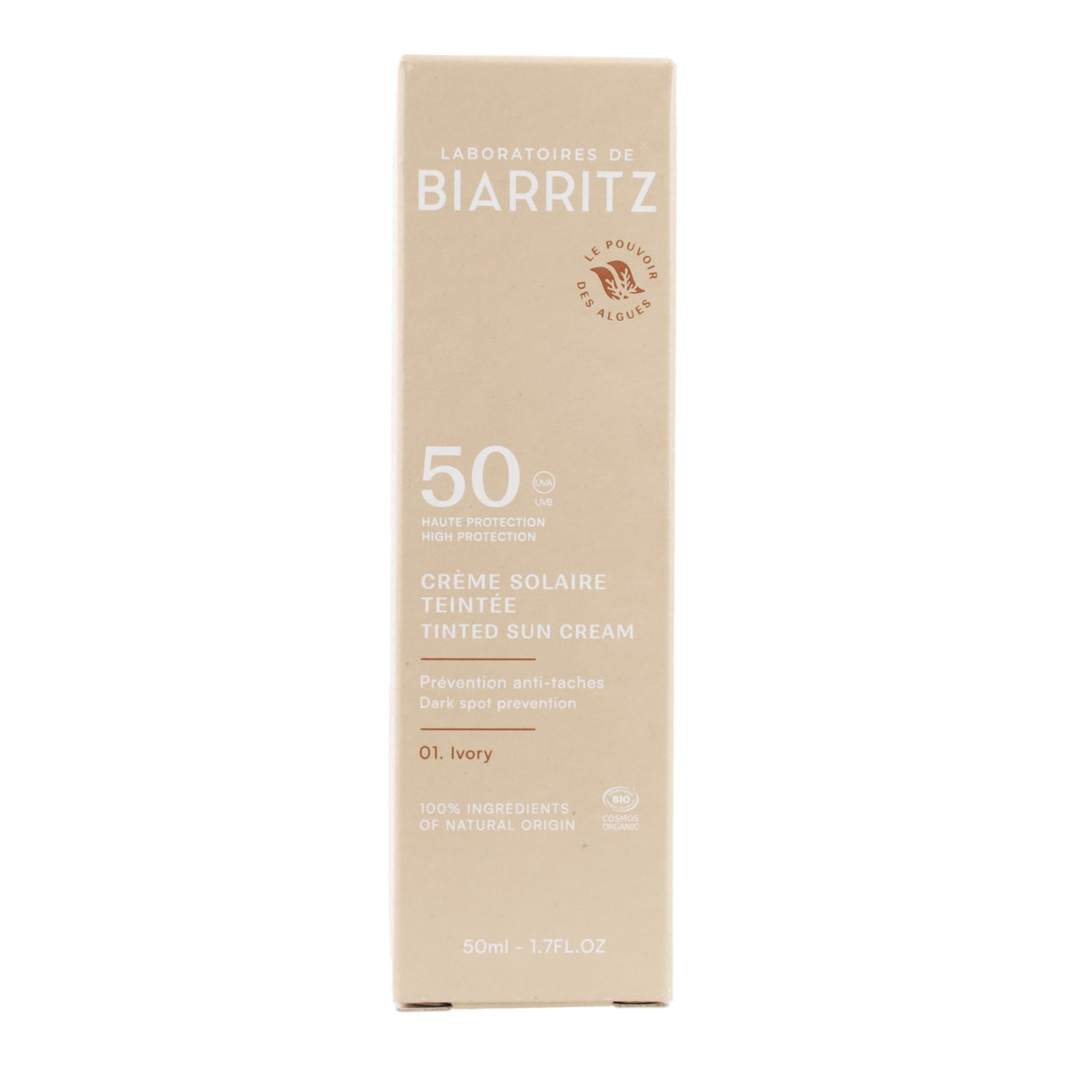 Krem do twarzy w kolorze kości słoniowej SPF 50 Biarritz