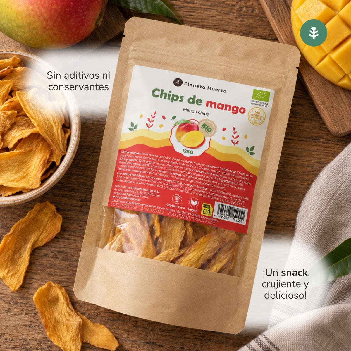 Suszone chipsy z mango ECO Planeta Huerto 125 g