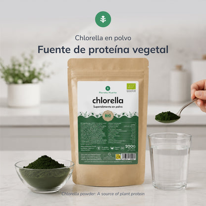 Chlorella w proszku z wodorostów ECO Planeta Huerto 200 g