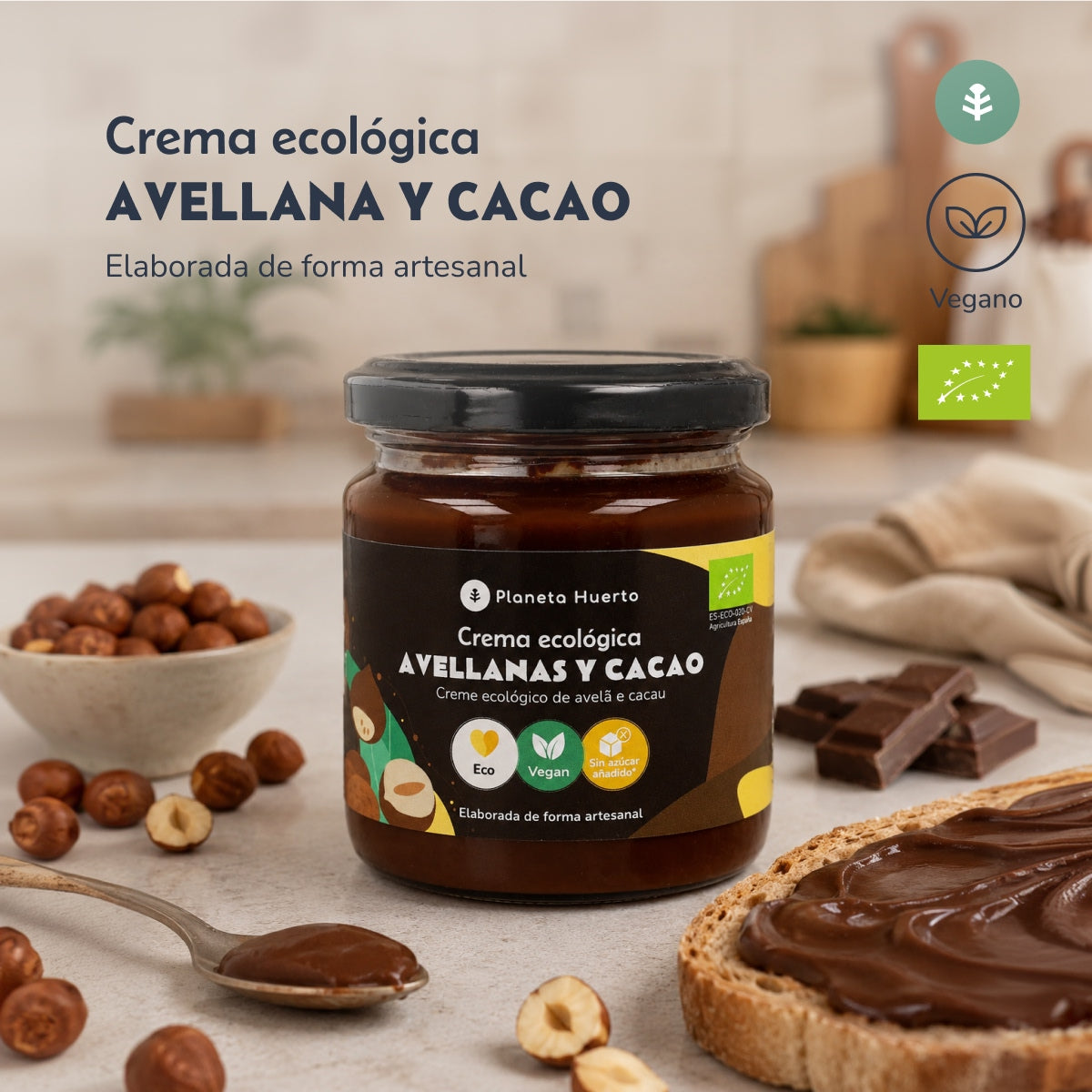 Krem z orzechów laskowych i kakao bez dodatku cukru ECO Planeta Huerto 230 g
