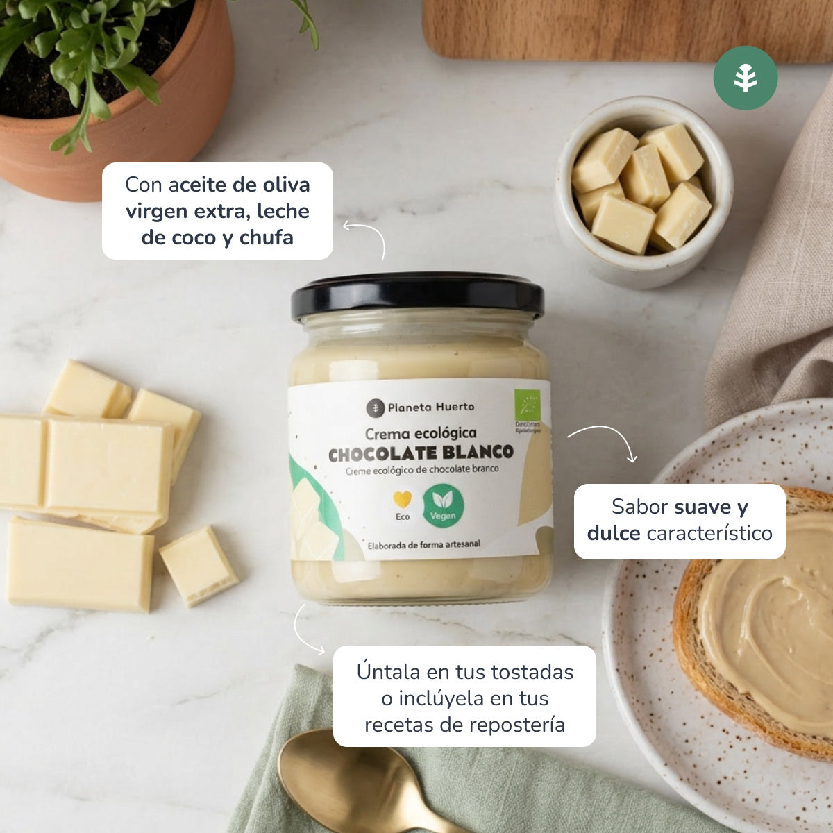 Wegański krem z białej czekolady ECO Planeta Huerto 230 g