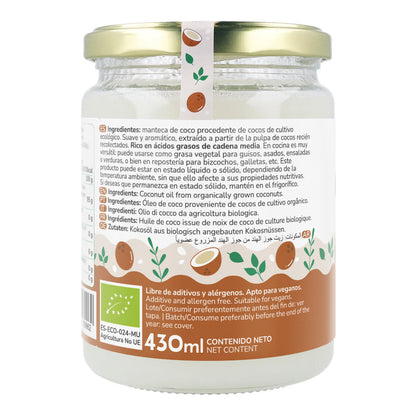 Olej kokosowy z pierwszego tłoczenia ECO Planeta Huerto 500 ml