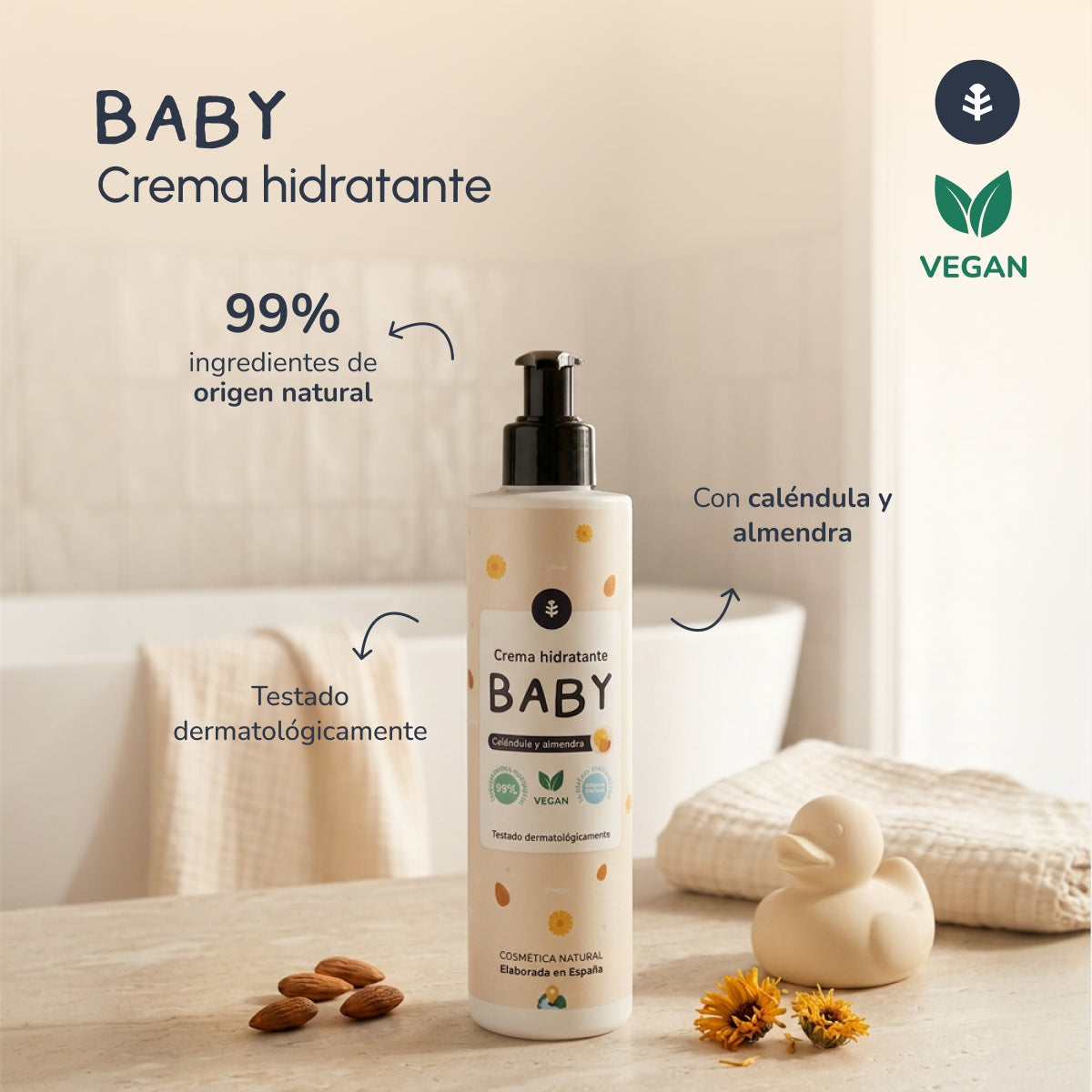 Krem nawilżający dla dzieci Nagietek i Migdały Planeta Huerto 250 ml