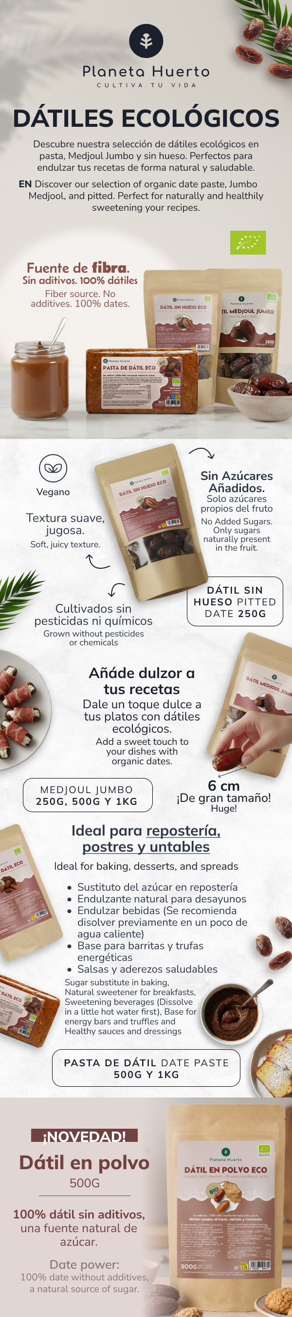 Proszek z daktyli Planeta Huerto 500 g
