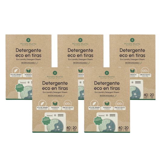 Pack 5 Eco-Tiras detergente y suavizante Planeta Huerto 200 lavados