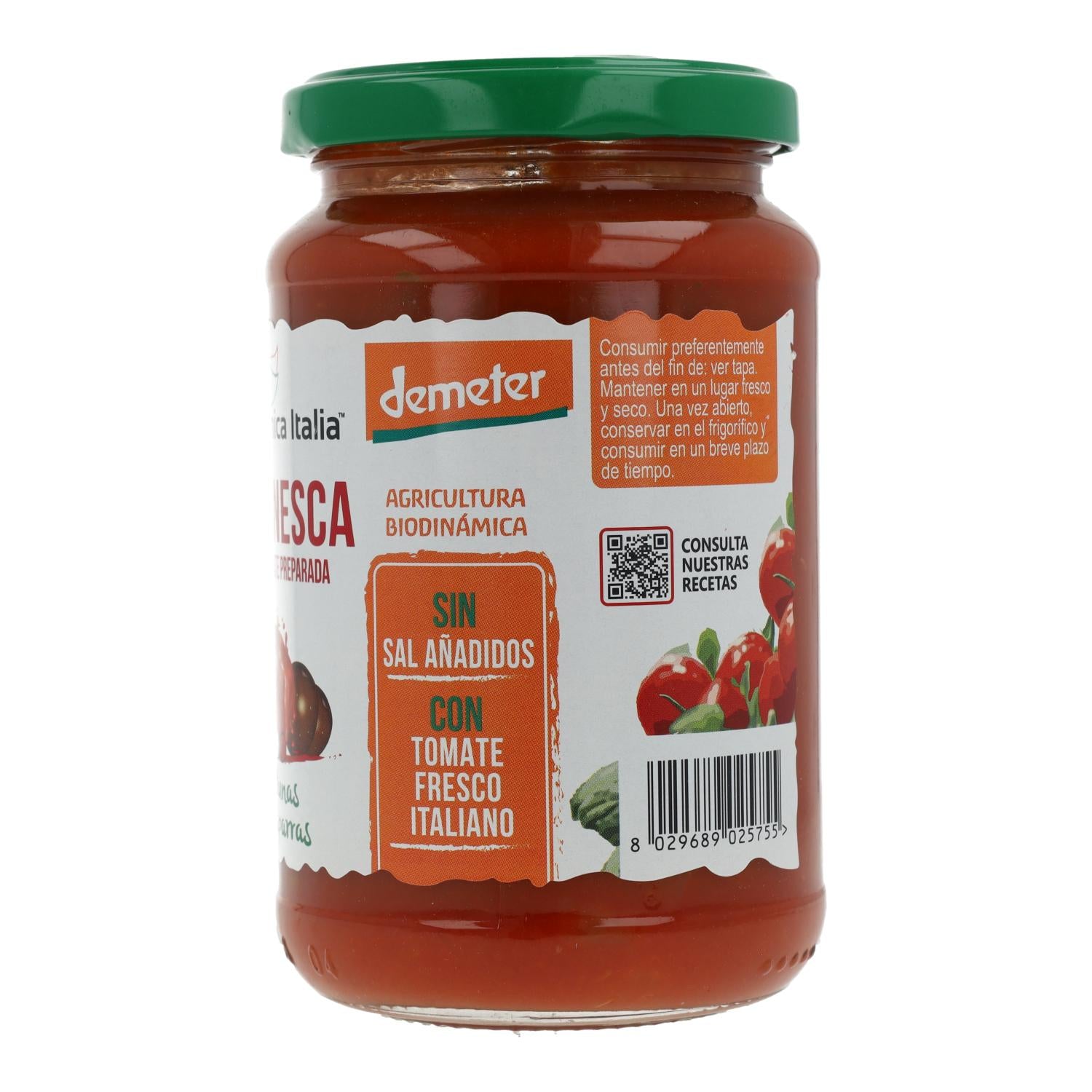 Salsa de Tomate Puttanesca con Olivas y Alcaparras Bio Demeter Organica Italia 325 ml
