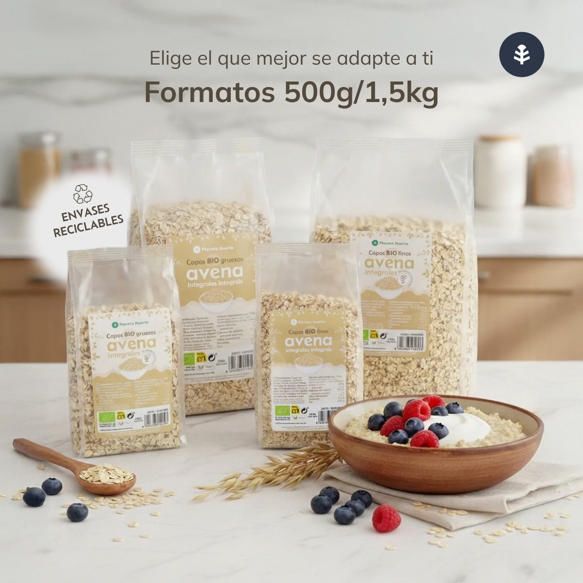 Copos de avena gruesos Sin Gluten ECO Planeta Huerto 500 g