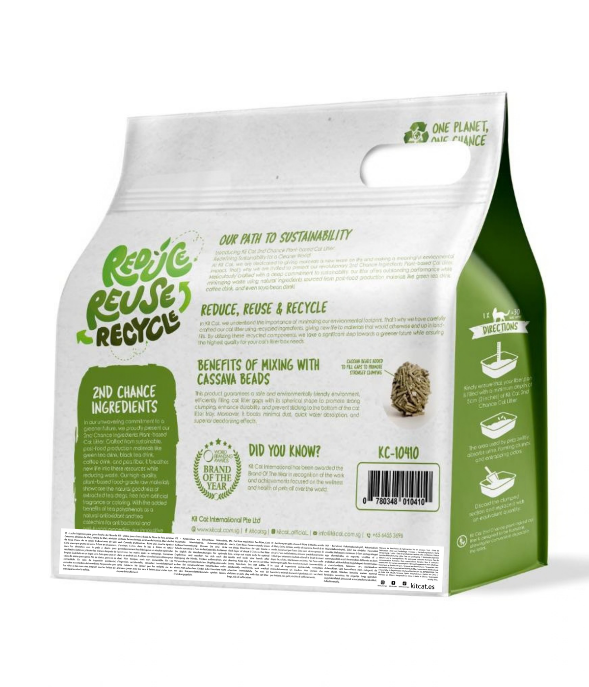 Zestaw Cat Arena Eco 2nd Chance - Green Tea 2,5 kg Liście zielonej herbaty, groszek i maniok