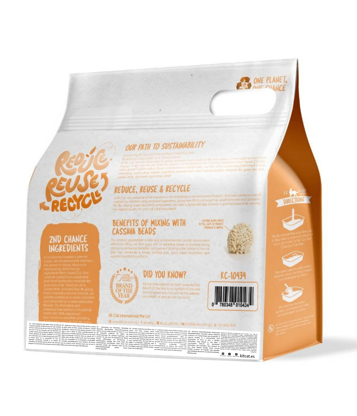 Zestaw Cat Arena Eco 2nd Chance - włókno grochowe (oryginalne) 2,5 kg Łupiny grochu i manioku