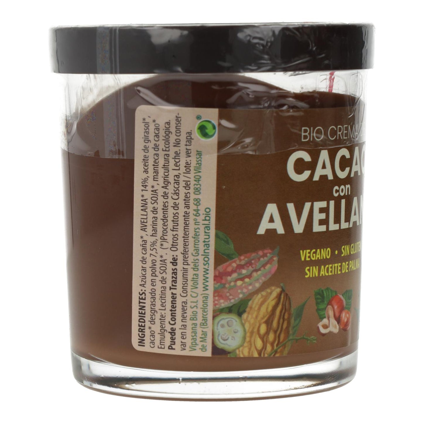 Crema de Cacao con Avellanas Bio Sol Natural 200 g