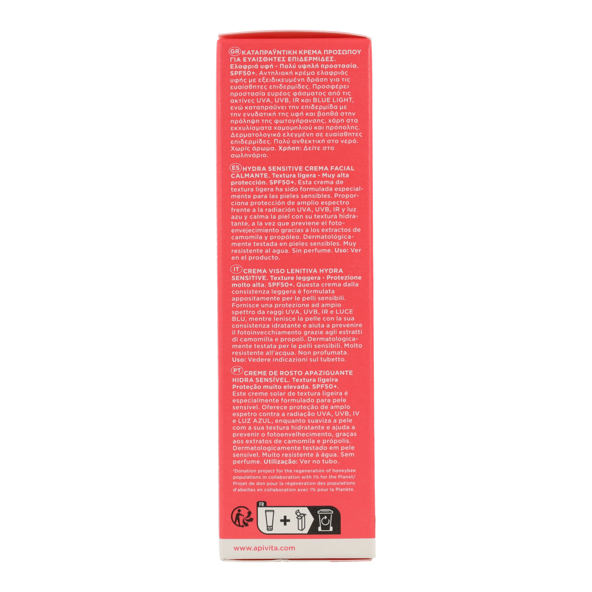 Krem przeciwsłoneczny łagodzący Hydra Sensitive SPF50 Apivita 50 ml