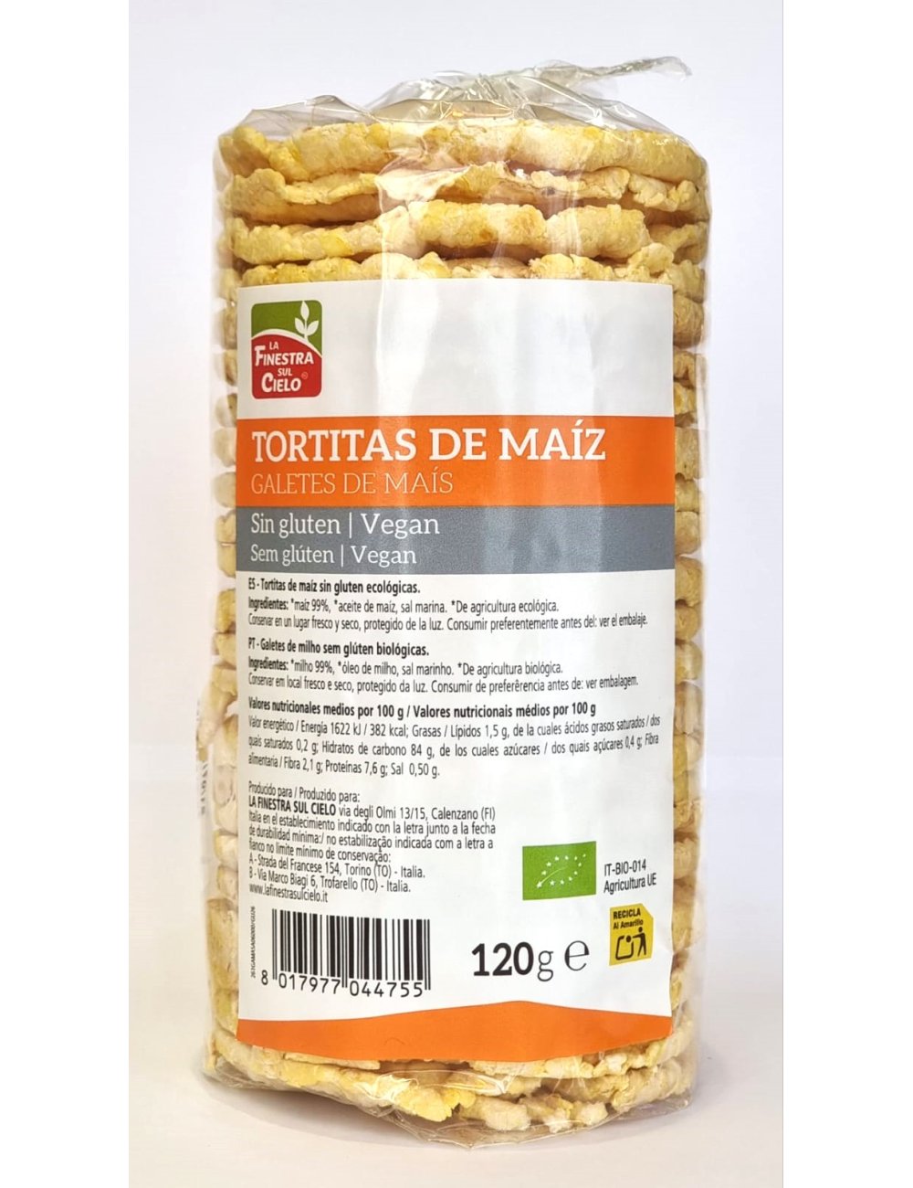 Kukurydziane placki z solą, bezglutenowe La Finestra Sul Cielo 120 g