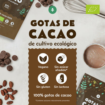 Dropsy czekoladowe 100% kakao ECO Planeta Huerto 200 g