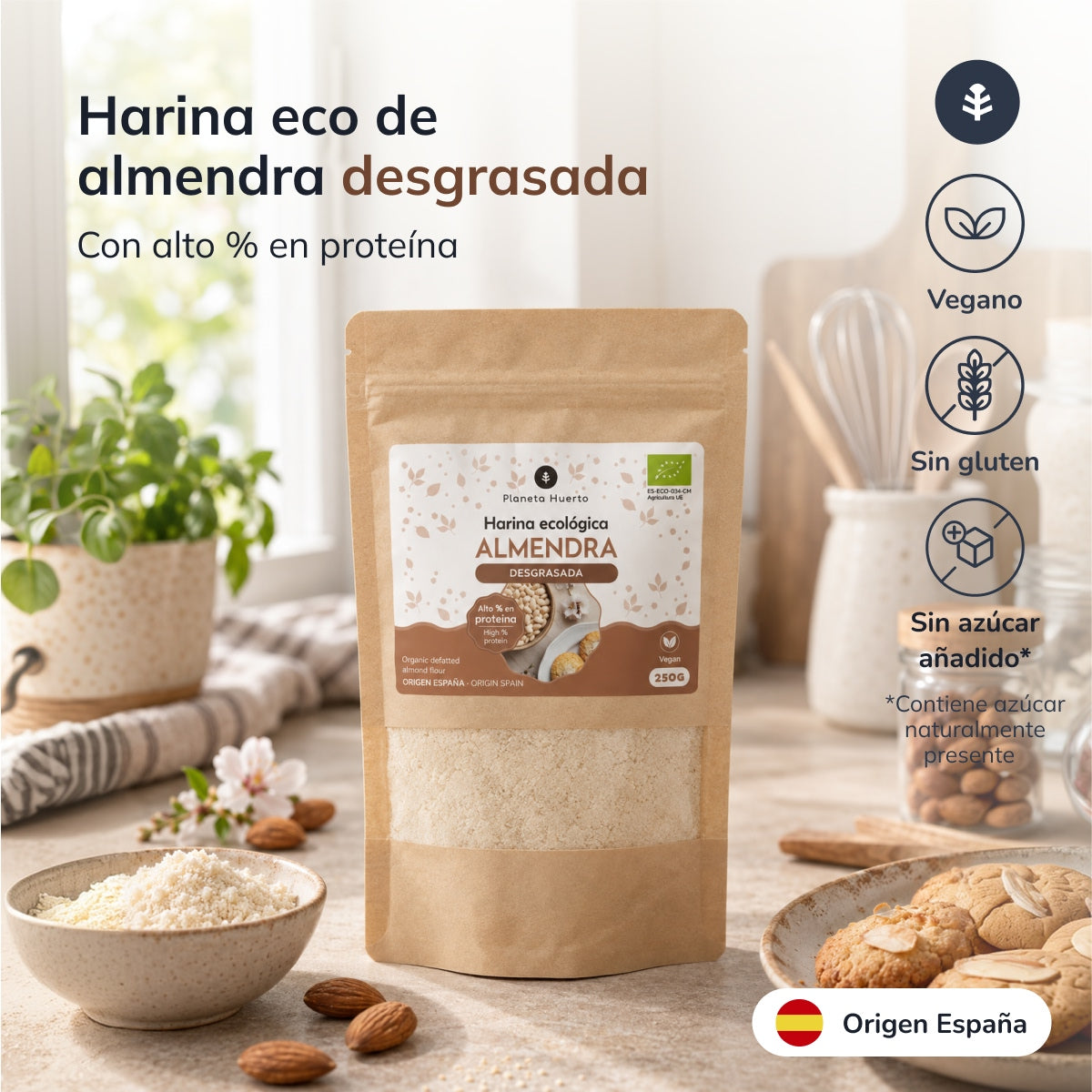 Odtłuszczona mąka migdałowa (białko migdałowe) ECO Planeta Huerto 250 g
